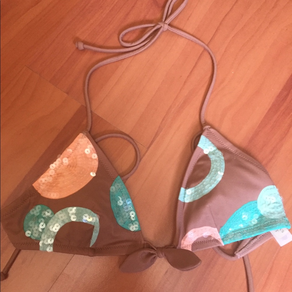 Victoria’s Secret Brown Sequin Bikini Top Small